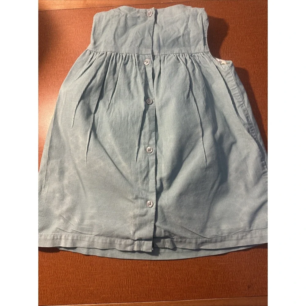 Baby Boden 12-18 Months Blue Corduroy‎ Bunny Dress Floral Linings Jumper Smocked